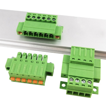 Plug in solderless butt wire to wire male and spring female terminal block with locking flanges and fixed pitch 3.5mm