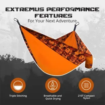 2 Tree Straps Single Double Camping Tenacity Nylon Hammock with 2 Carabiners