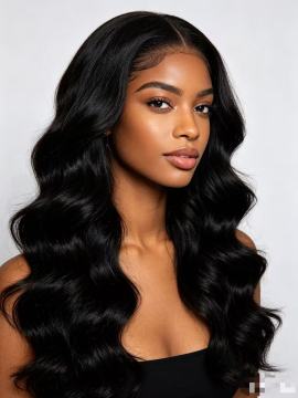 16 Inch 13x4 HD Lace Frontal Deep Wave 200% Density 1B Natural Black