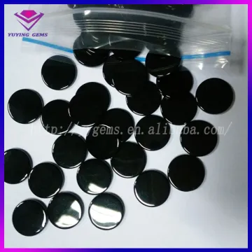 Loose Polished Black Onyx Slice Round Two Flat Back Agate