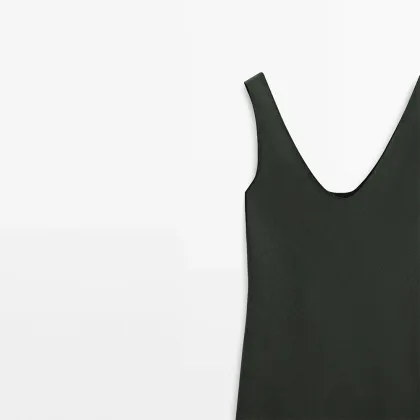 Women's French elegant minimalist style luxurious linen dress