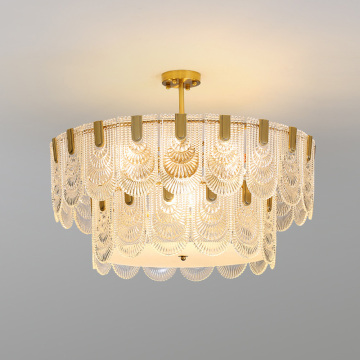 Modern Metal Golden Chandelier with Crystal Glass Pendant Lamp