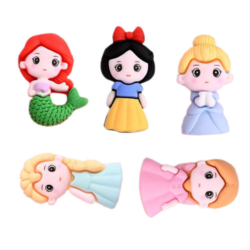 Kawaii Resin Κορίτσια μενταγιόν Flat Back Princess Cabochon Beads DIY Phone Case Ornament Hair Bow Center Embellishment