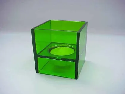 Rectangle Shape 5 pc green plastic candle holders