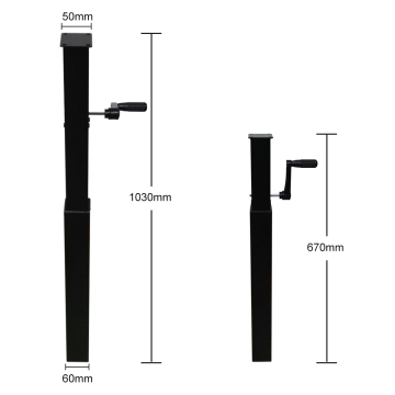 Handslinger in hoogte verstelbare tafelkolom 60x60mm 670-1030mm zandzwart commercieel buitenmeubilair