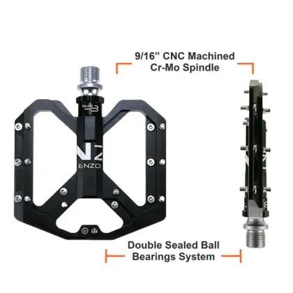 ENZO Aluminum Alloy Sealed DU Bearing Bicycle Pedal with Non-slip Spikes: MTB Bike Accessories