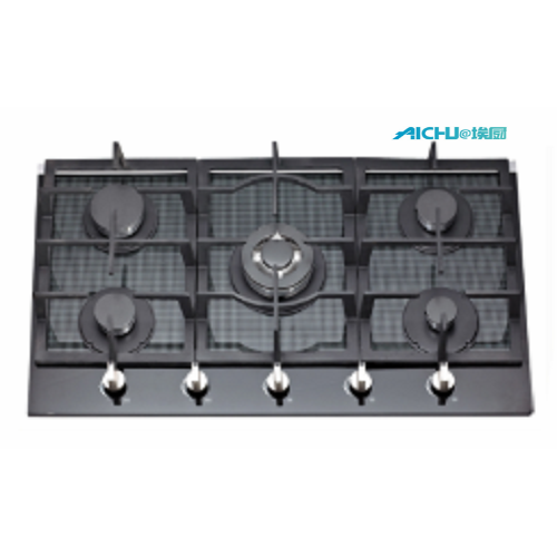 5 Burners Built In Grey Glass Gas Hob