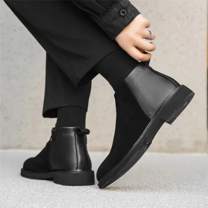 Men's Trendy Chelsea Boots - Black Casual Leather Shoes