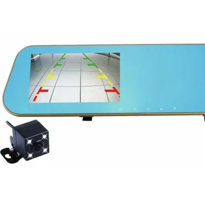 4.3 Inch Dual Lens Car Dash Cam 720P Black Box with Rearview Mirror Camera