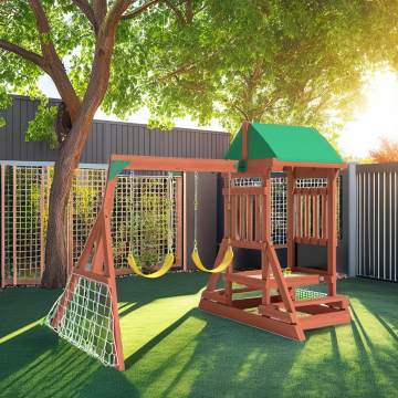 Wooden Swing Set: Slide, Swing, and Jungle Gym for Kids' Outdoor Play