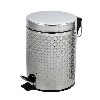 Stainless Steel Pedal Trash Bin with Toilet Brush Set - Bathroom Waste Bin