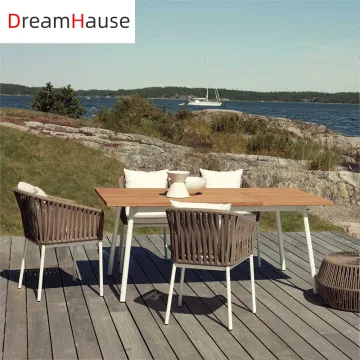 Outdoor Dining Set: Rope Dining Chairs and Garden Patio Table