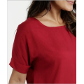 Slim Short Sleeve Blouses slimming Polyester Solid Blouse