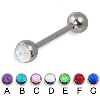 Straight Barbell with Cat Eye Opal Balls