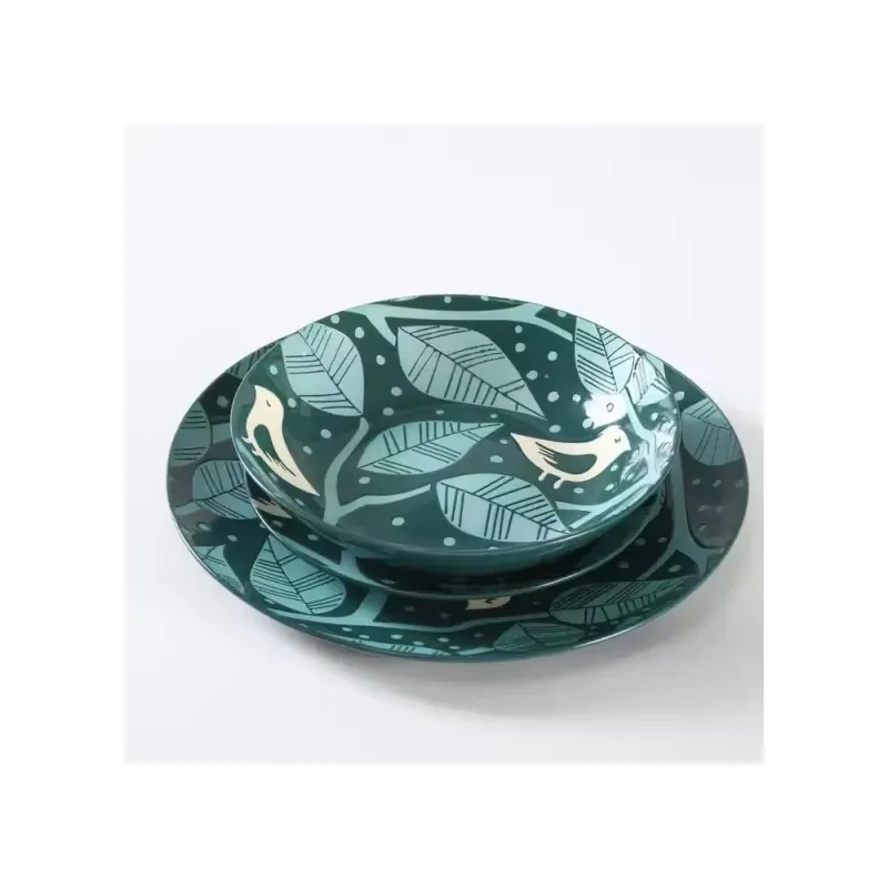 Hot Selling Dinner Set with Pad Printing and Color Glaze Stoneware Ceramics