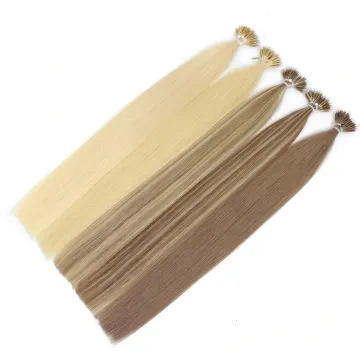 Silky Straight Raw Cuticle Aligned Unprocessed 12A Pre Bonded Human Hair Free Sample Nano Remy Hair Extensions Blonde  For Woman