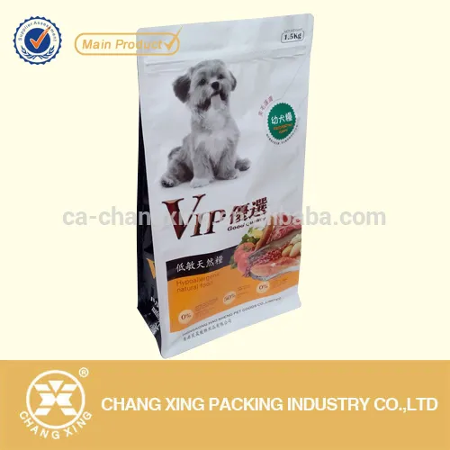 Best selling dog products flat bottom side gusset plastic dog treats animal feeds pet food packaging bag with zipper