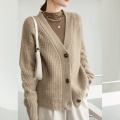 Ladies mid-length pure cashmere cardigan jacket