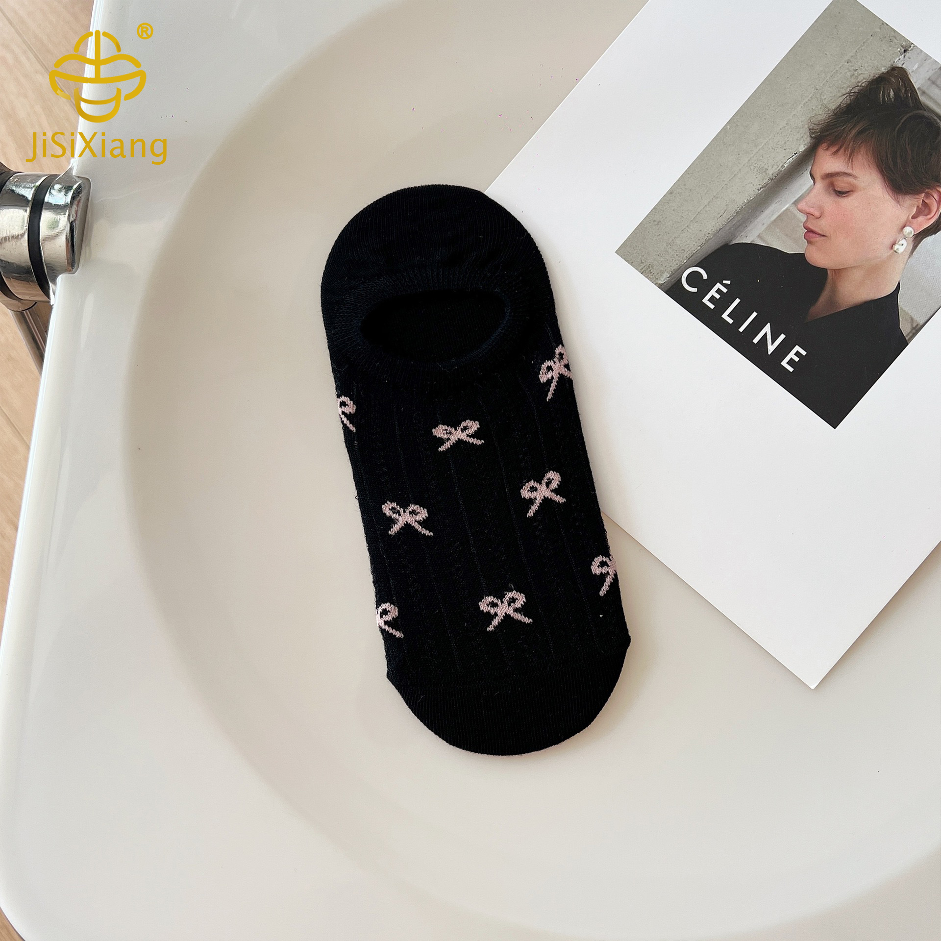 バタフライノットアンチスリップの浅い口の見えない靴下