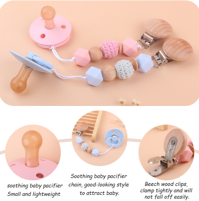 Silicone Pacifier With Clip Set