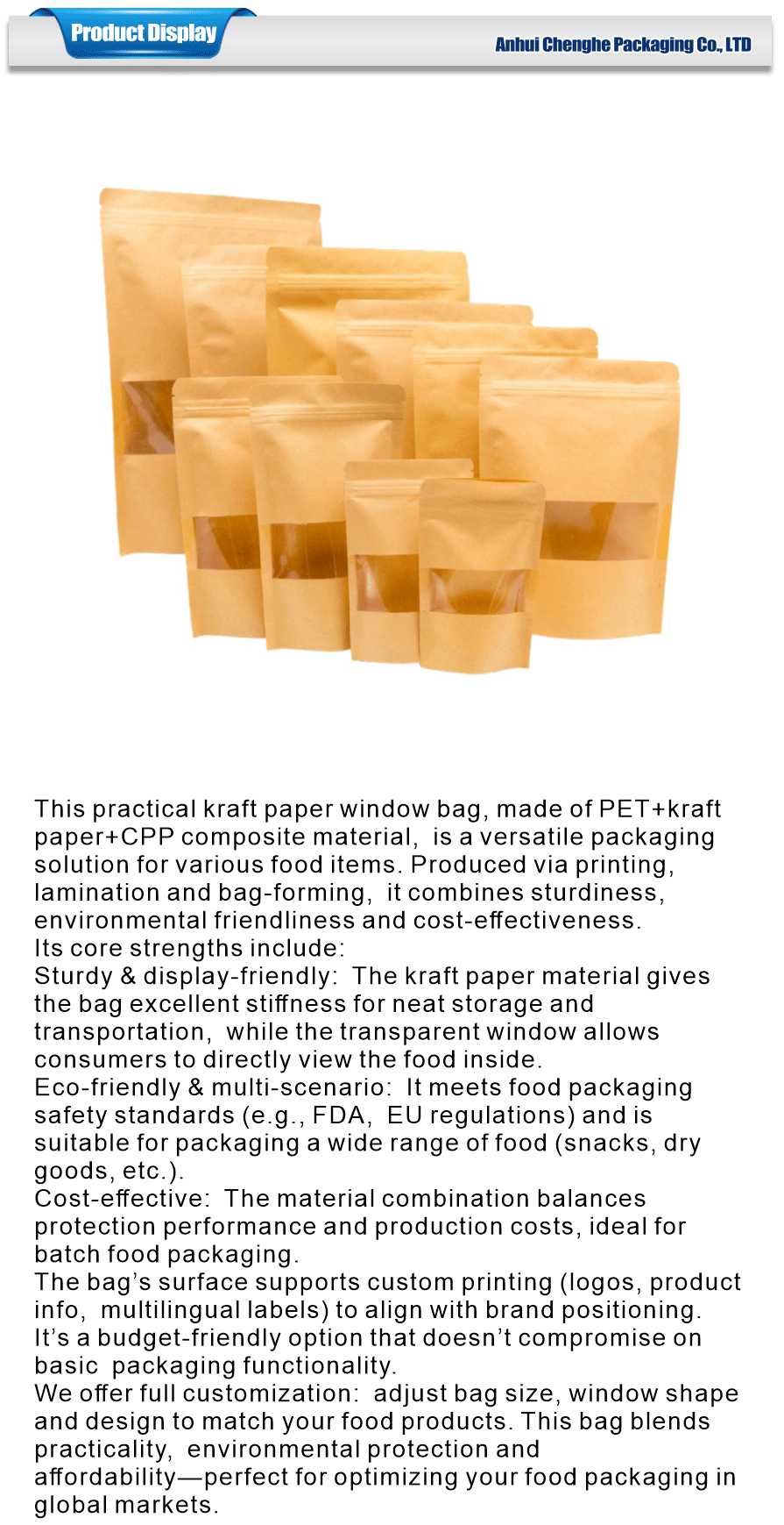 kraft paper packaging with window