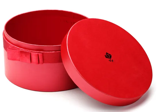Matte Red Round Cardboard Boxes with Lids