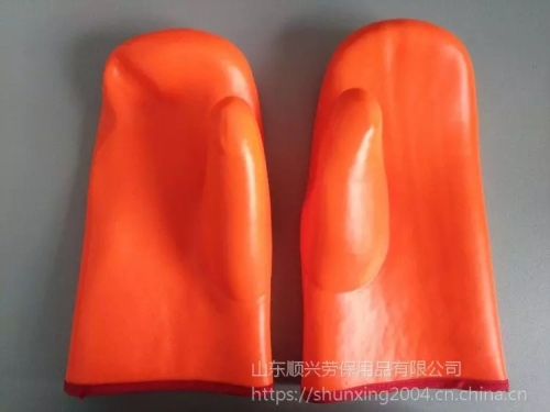 Fluorescent PVC mittens with sponge composite cloth lining