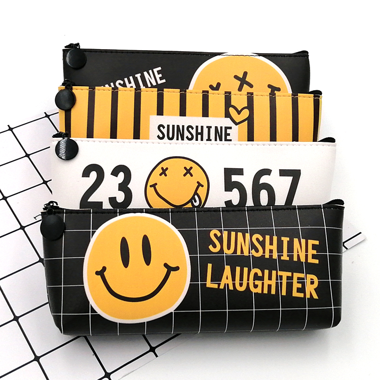 Custom sunshine laughter cute leather pencil case