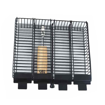 Non-stick grill basket with detachable wooden handle