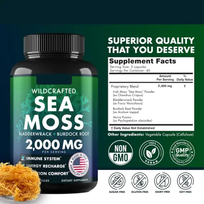 OEM Private Label Sea Moss Capsules with Black Seed Oil Ashwagandha for Immune Support
