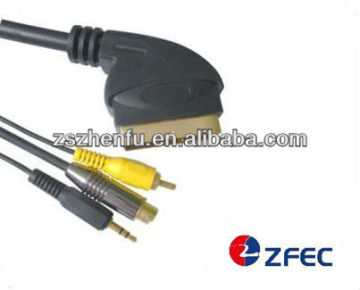 scart plug to RCA+S-VHS plug+3.5mm stereo plug cable