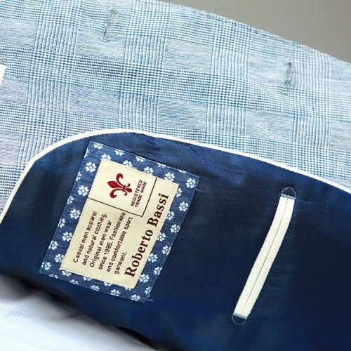 Casual Slim Fit Sky Blue Linen Blazer
