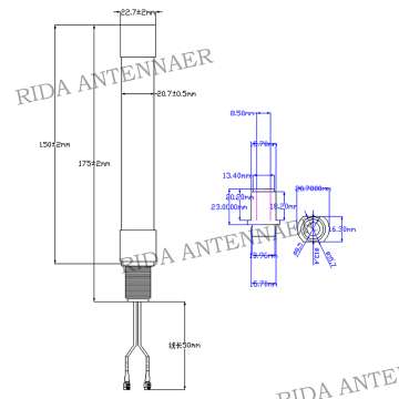 Antenna in fibra di vetro a vite 3G 3G 3g impermeabile esterno (698-960 MHz/1700-2700 MHz)