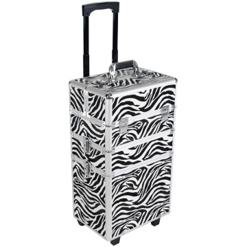 Zebra 3-σε-1 Cosmetics/Makeup/Beauty/Haindressing/Vanity Trolley/Box/Case
