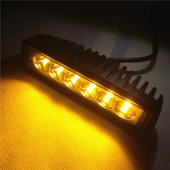 12V/24V 18W 6inch LED Light Bar - Red Amber/Yellow Driving/Fog/Off-Road Headlight Spot Flood Lamp