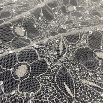 Fantasic Inforescence Design of Sequins Embroidery Fabric