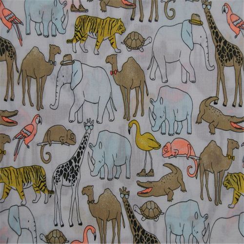 Animal Printed With Cotton Plain Cloth