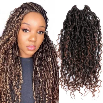 Goddess Locs River Faux Locs Curly Crochet Braid Passion Twist Synthetic Braids Hair Extension Pre-loop Synthetic Crochet Braids