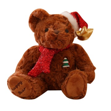 Personalized Plush Teddy Bear with Small Scarf for Christmas Decorations