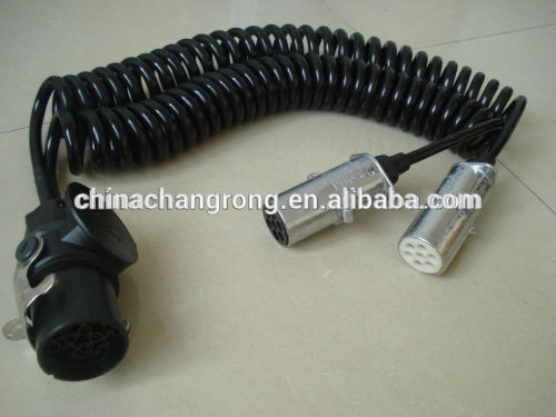 trailer ADAPTER CABLE WITH ALUMINIUM PLUGS, FROM 15 PIN TO 2x7 PIN PLUGS, ISO 12098 -> ISO 1185 + ISO 3731, 4 m