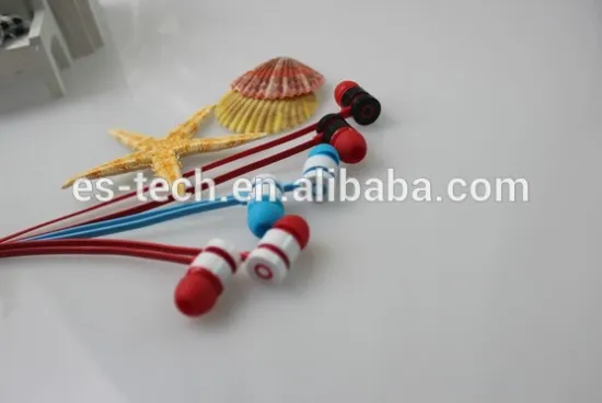 Plastic funny earbuds, cheap earphone, Flat cable cord