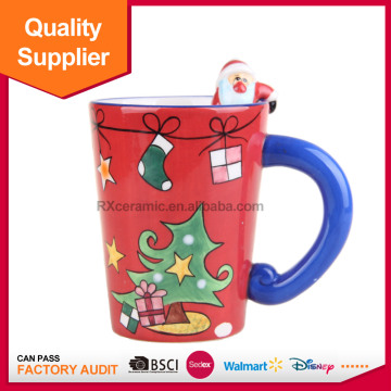 Hand-painted creative christmas ceramicmilk mug with spoon