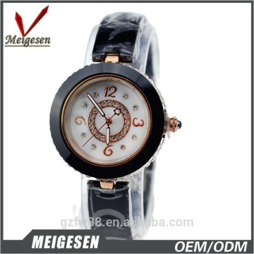 New vogue black color ceramic high quality waterproof lady watches
