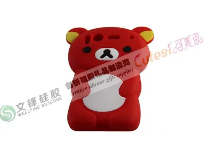 Red Cute Bear Apple Iphone 4 Silicone Cases Covers For Oem / Odm
