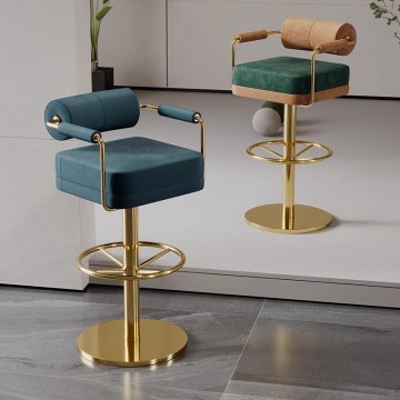 Rotating Faux Leather Rose Gold Bar Stool for Restaurants and Counters