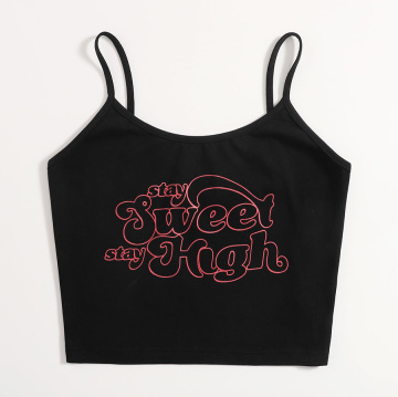 Custom Logo Diamond Printed Cami Crop Tank Top für Frauen