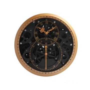 Reloj de pared de engranaje redondo con accesorios negros