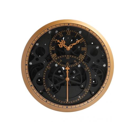 Horloge murale à engrenages ronds avec accessoires noirs