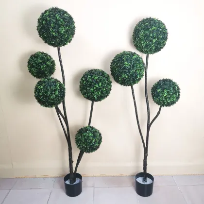 High Quality Custom Faux Three Boxwood Topiary Indoor Trees