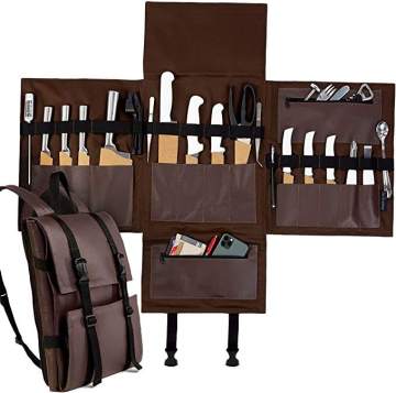 Expandable Knife Bag with 13 Pockets for Chefs and Cooks